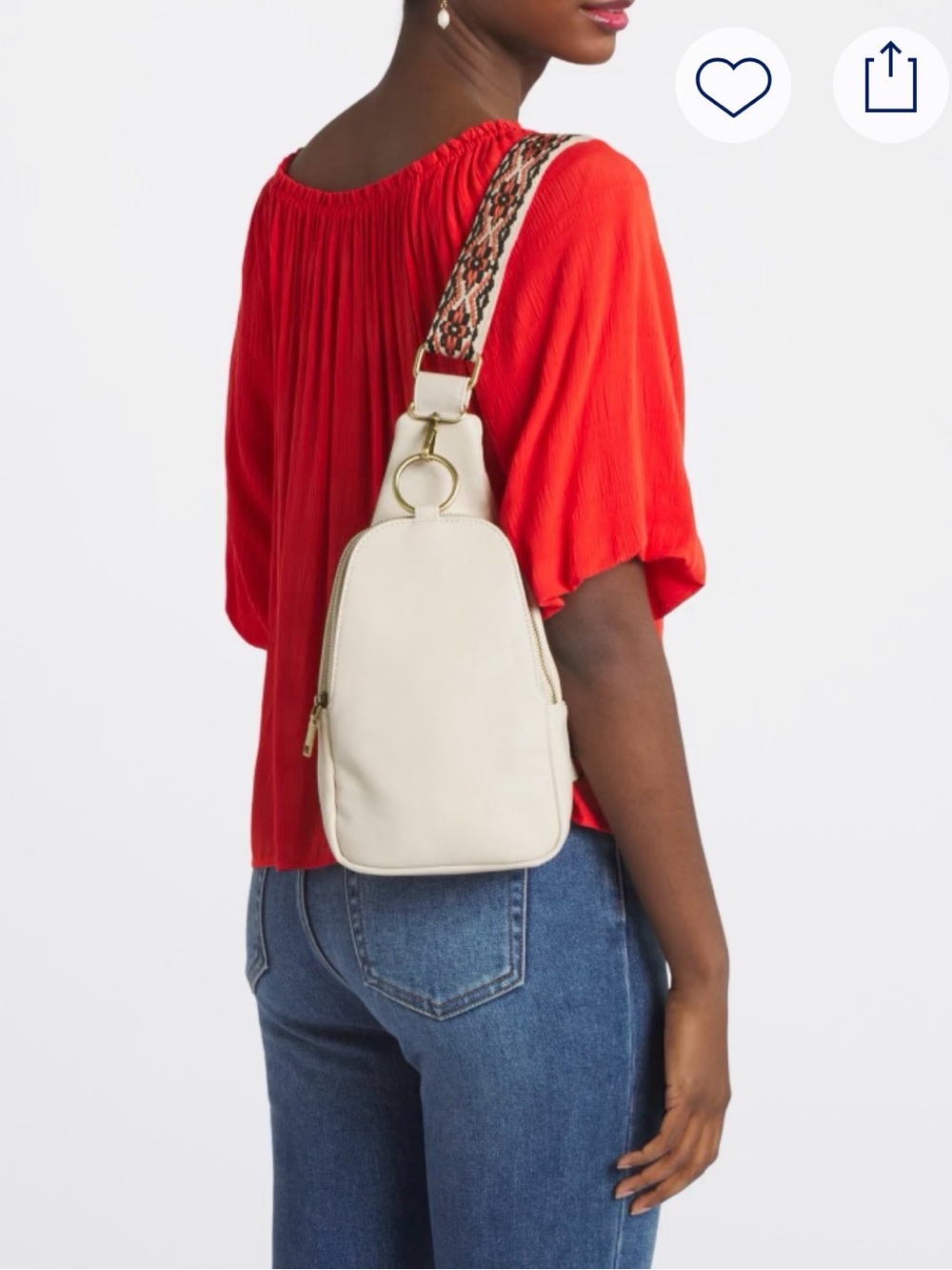 Moda Luxe NWT Cream Crossbody Sling Bag with Patterned Strap. - Picture 3 of 6